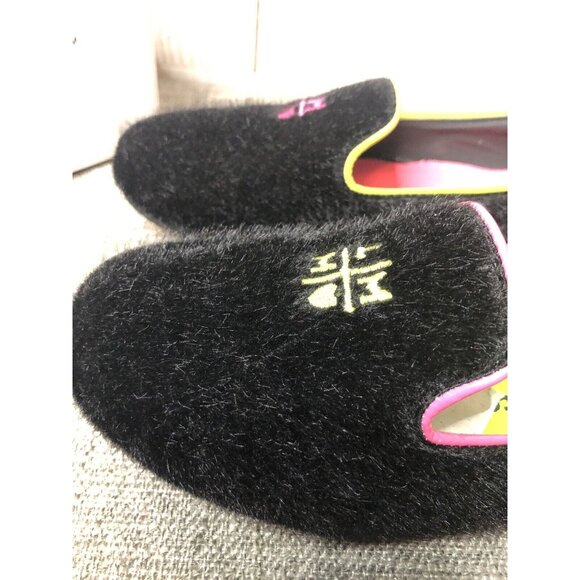 Little Miss Matched Womens Shoes Size 6 Flats Black Fuzzy Fabric - Picture 6 of 8